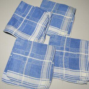 Country Casual 4 blue plaid napkins vintage 11 x11" EUC